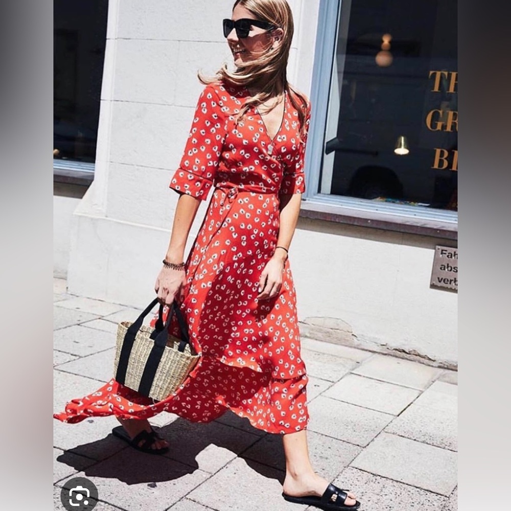 Ganni Red Floral Dress
